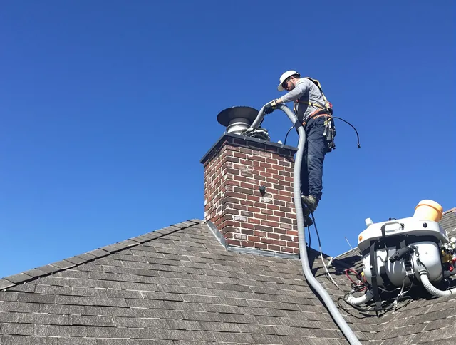 Dedicated Davie Chimney Sweep team member cleaning a chimney in Davie, FL