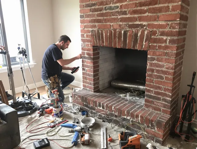 Davie Chimney Sweep specialist finalizing chimney liner service in Davie, FL