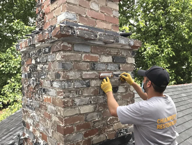 In-progress chimney restoration by Davie Chimney Sweep in Davie, FL