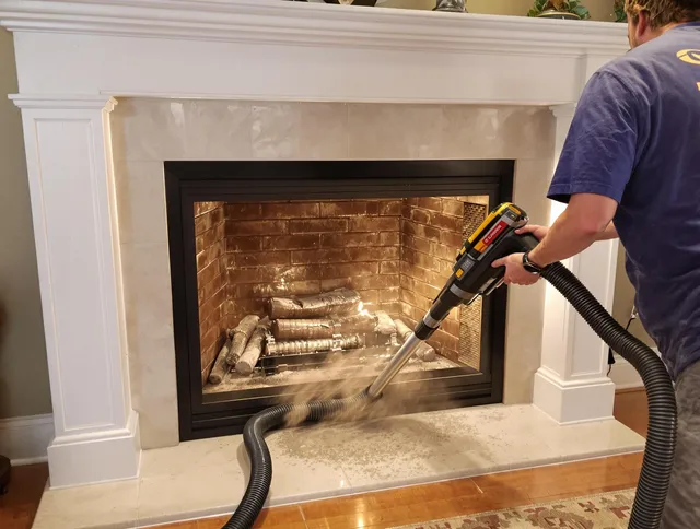 Fireplace cleaning performed by Davie Chimney Sweep in Davie, FL
