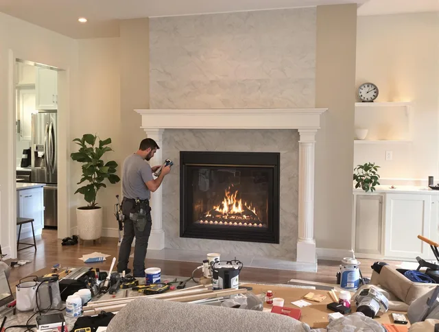 Newly installed fireplace by Davie Chimney Sweep in Davie, FL
